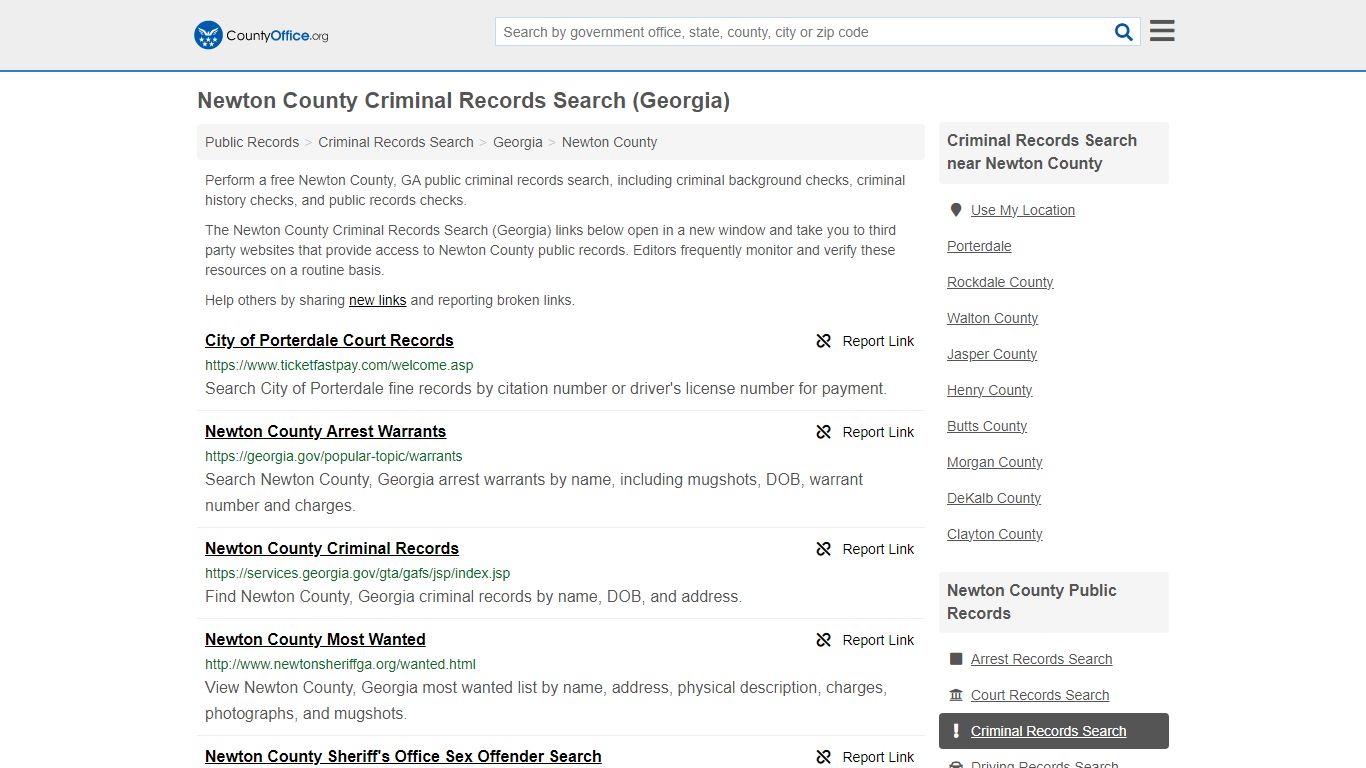 Newton County Criminal Records Search (Georgia) - County Office